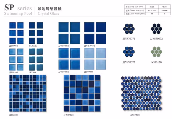 リゾート ホテル プロジェクトのための青い釉薬の雪のブレンドの陶磁器のプールのモザイク タイル 48x48mm