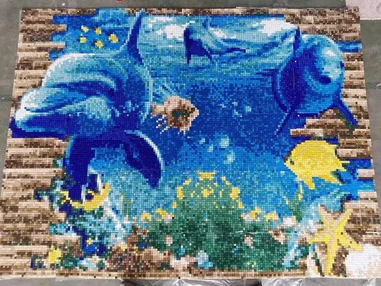 Mural Square Color 20*20mm Swimming Pool Hot Melt Glass Mosaic Tile