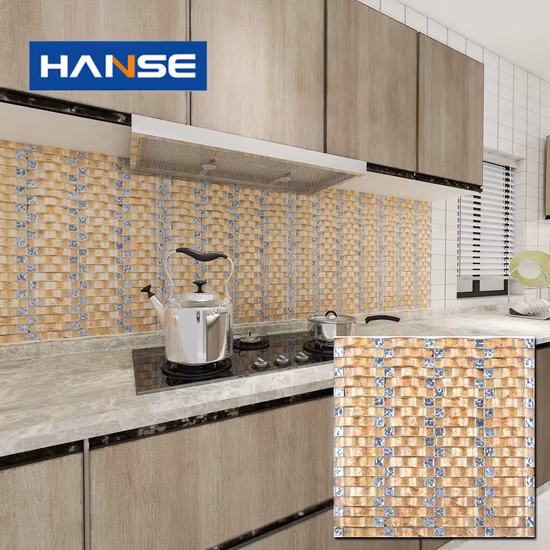 ロングストライプのゴールドラインのガラスモザイク芸術的な壁タイル